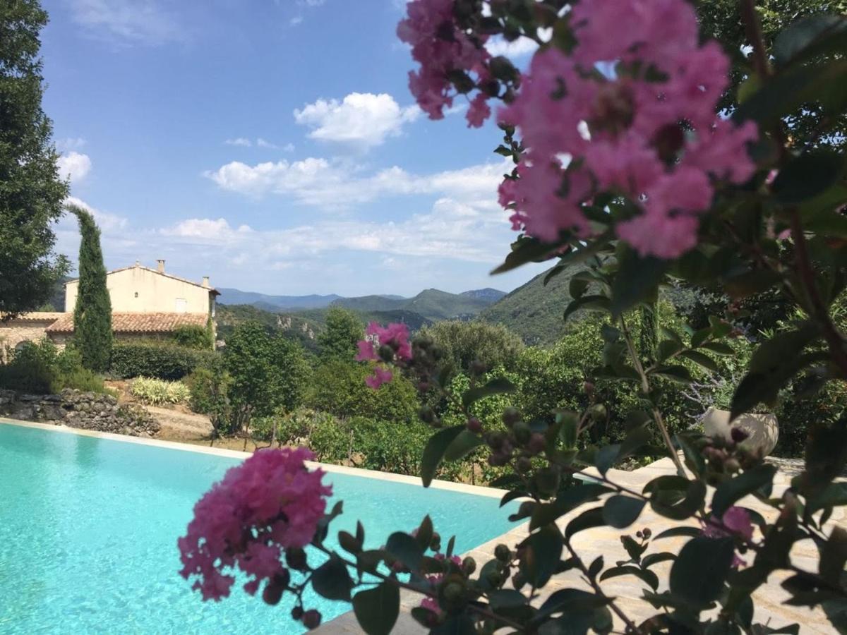 Gite En Cevennes Du Sud, Bergerie Restauree Au Rez De Jardin D'Une Bastide Avec Piscine, Vue Exceptionnelle, Authenticite Et Confort Saint-Laurent-le-Minier Dış mekan fotoğraf